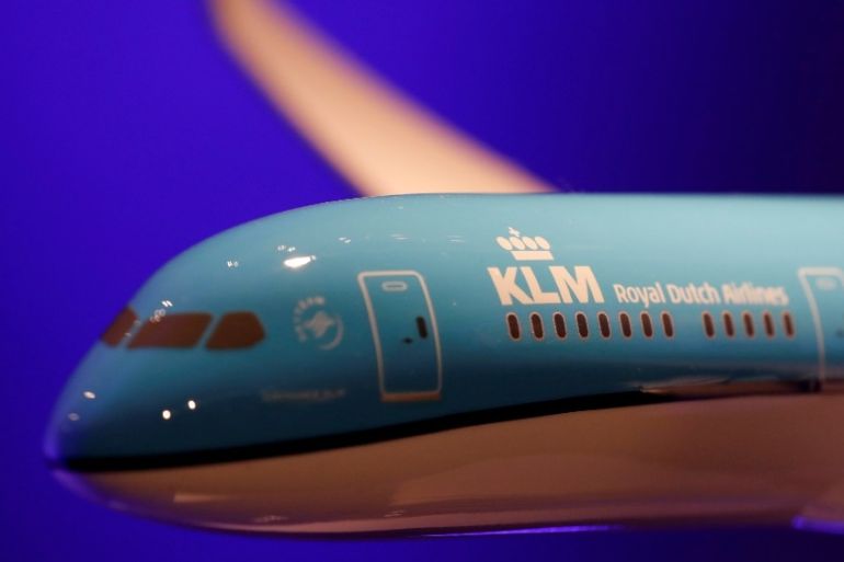 FILE PHOTO: A KLM Boeing 787-9 scale model is seen in Paris