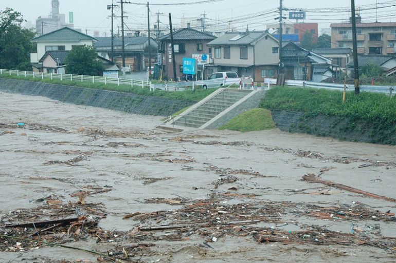 Heavy rain triggers floods in southern Japan