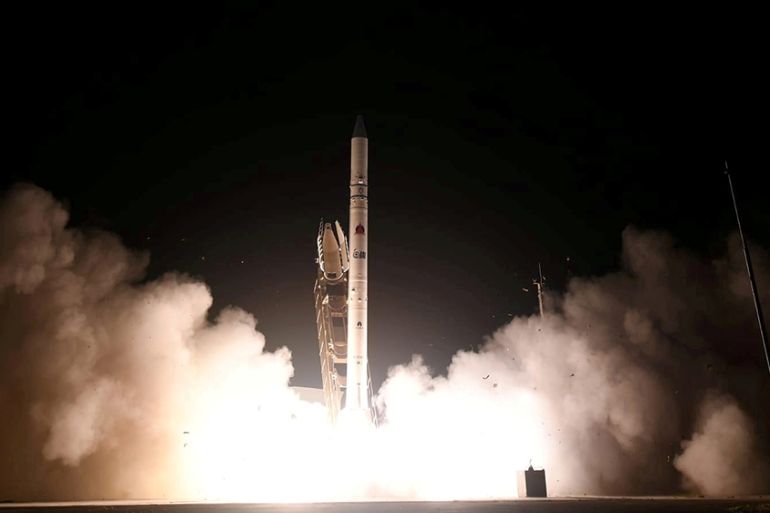 A new Israeli spy satellite, called Ofek 16, is shot into space from a site in central Israel July 6, 2020. Israel Ministry of Defense Spokesperson''s Office/Handout via Reuters]
