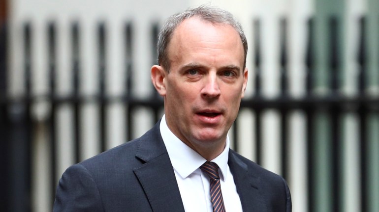 Britain''s Foreign Secretary Dominic Raab at Downing Street ahead of a cabinet meeting in London