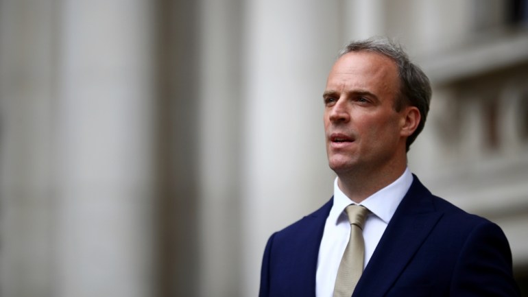 Britain''s Foreign Secretary Dominic Raab makes a statement on Hong Kong''s national security legislation in London