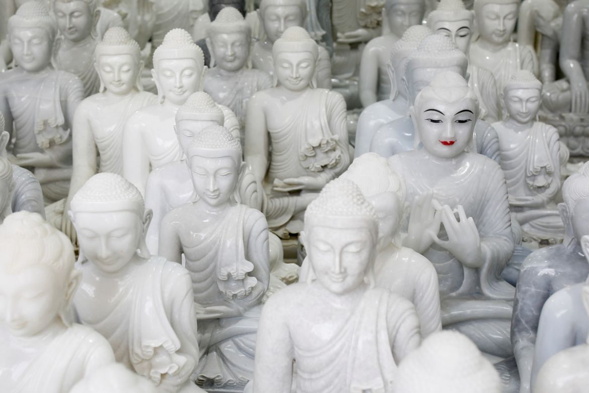 Marble statues that were made in Sagyin, are displayed for sale in a shop at the village, Mandalay, Myanmar, February 16, 2019. REUTERS/Ann Wang SEARCH "SAGYIN MARBLE" FOR THIS STORY. SEARCH "WIDE