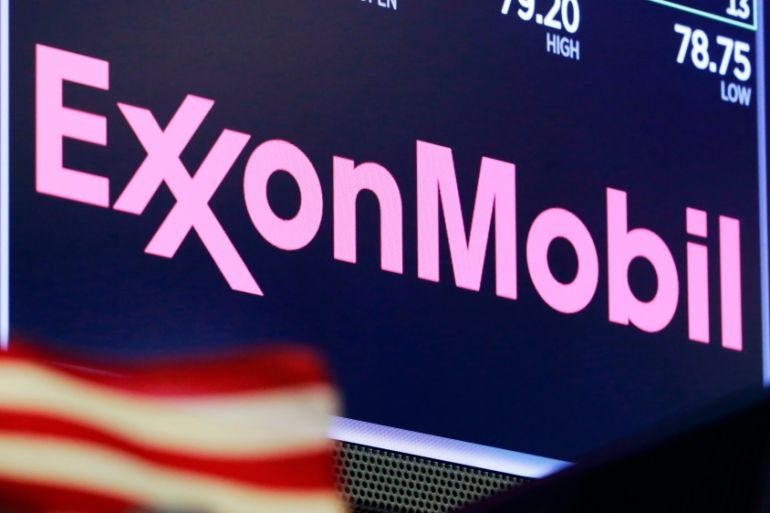 Exxon Mobil logo appears on an electronic display