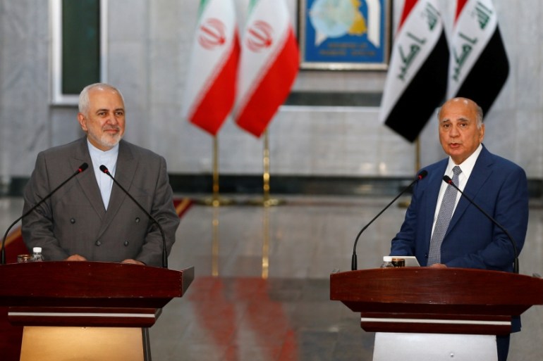 Iraqi Foreign Affairs Minister Fuad Hussein speaks during a news conference with Iran''s Foreign Minister Mohammad Javad Zarif, in Baghdad