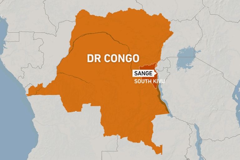 Sange, south Kivu, DR Congo map