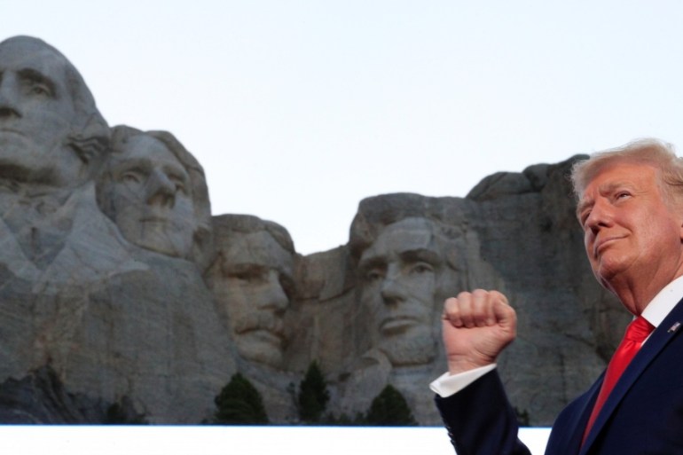 U.S. President Trump attends South Dakota''s U.S. Independence Day Mount Rushmore fireworks celebrations at Mt. Rushmore in South Dakota