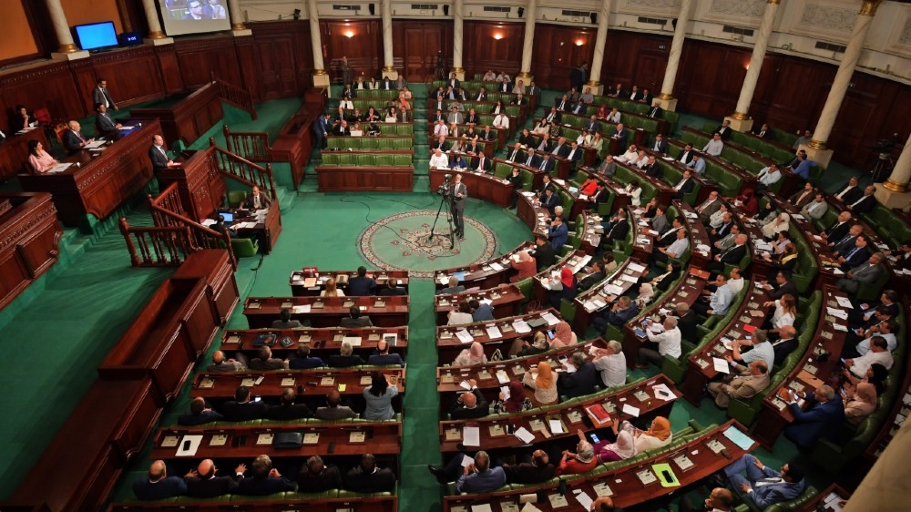 This picture taken on June 25, 2020 shows a general view of a parliament session in the Tunisian capital Tunis. FETHI BELAID / AFP
