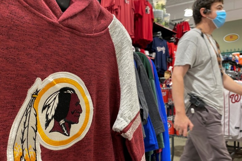Washington Redskins attire for sale at a store in Virginia