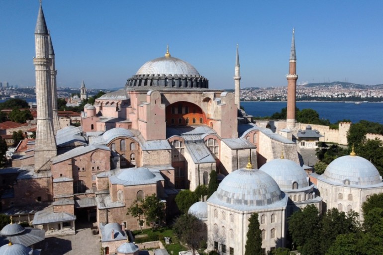 Byzantine-era monument of Hagia Sophia or Ayasofya is seen in Istanbul