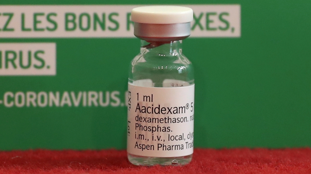 An ampoule of Dexamethasone is seen in this picture illustration