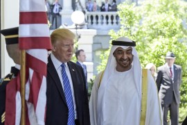 President Donald Trump welcomes Abu Dhabi''s Crown Prince Sheikh Mohammed bin Zayed Al Nahyan to the White House in Washington, Monday, May 15, 2017. (AP Photo/Susan Walsh)