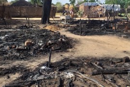 This photo shows aftermath of an attack in the village of Masteri in west Darfur, Sudan Saturday, July 25, 2020. A recent surge of violence in Darfur, the war-scarred region of western Sudan, has depr