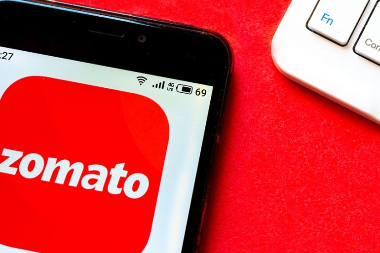 UKRAINE - 2020/05/02: In this photo illustration a Zomato logo seen displayed on a smartphone. (Photo Illustration by Igor Golovniov/SOPA Images/LightRocket via Getty Images)