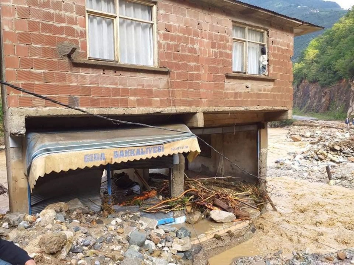 GIRESUN, TURKEY - AUGUST 23: A view of the damage caused by the floods following heavy rains in Yaglidere district of Turkey’s Black Sea province of Giresun on August 23, 2020. Works continue in the r