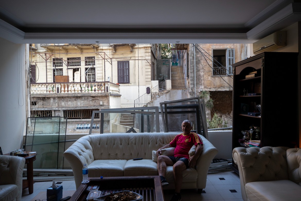 George Abdo, 58, poses for a photograph inside his destroyed apartment after Tuesday''s explosion in the seaport of Beirut, Lebanon, Thursday, Aug. 6, 2020. The gigantic explosion in Beirut on Tuesday