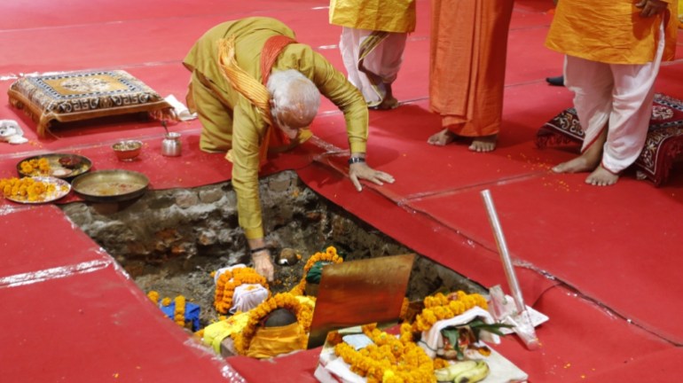 Modi Ayodhya groundbreaking AP photo