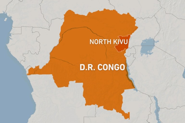 Map of DR Congo showing North Kivu province