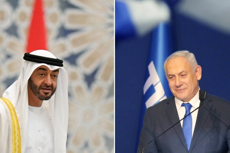 Israeli Prime Minister Benjamin Netanyahu and Sheikh Mohammed bin Zayed Al Nahyan, crown prince of Abu Dhabi.