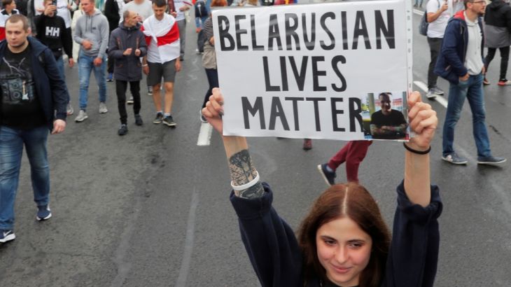 protester in minsk belarus