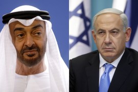 Israeli Prime Minister Benjamin Netanyahu and Sheikh Mohammed bin Zayed Al Nahyan, crown prince of Abu Dhabi.