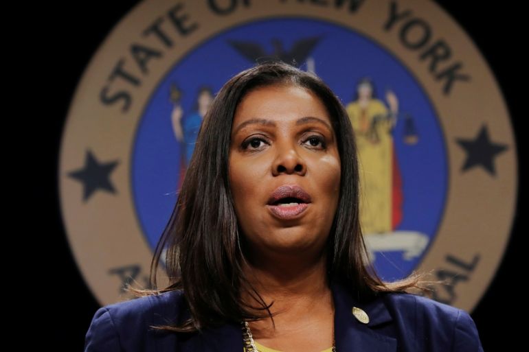 New York State Attorney General, Letitia James, announces a lawsuit by the state of New York against e-cigarette maker Juul Labs Inc in New York City, U.S., November 19, 2019. REUTERS/Lucas Jackson