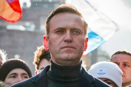 FILE PHOTO: Russian opposition politician Alexei Navalny takes part in a rally to mark the 5th anniversary of opposition politician Boris Nemtsov''s murder and to protest against proposed amendments to