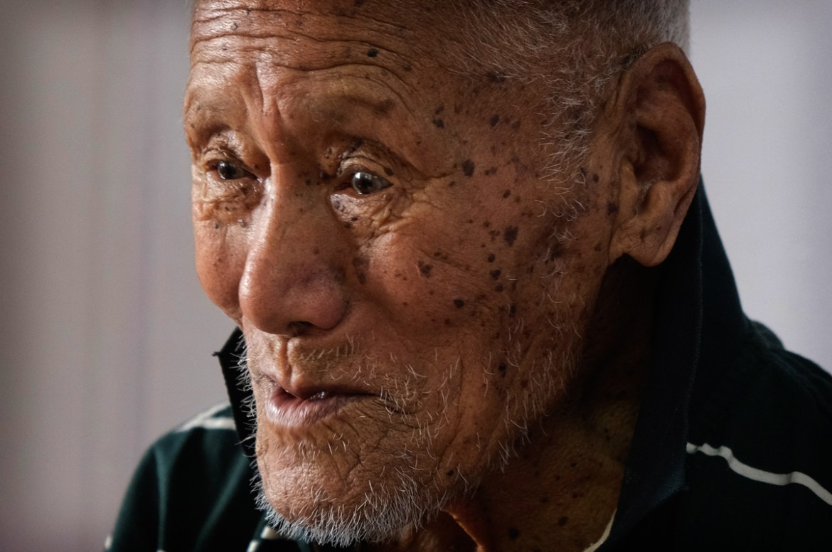 Vichuzo Rutsa, a 101-year-old Angami Naga, shares his memories of the bloody battle between the Japanese and British Commonwealth forces that took place in his village during World War II, in Kohima v
