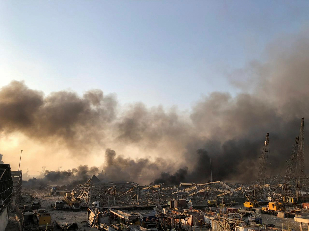 Smoke rises after an explosion was heard in Beirut, Lebanon August 4, 2020. REUTERS/Issam Abdallah