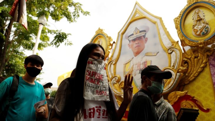 Pro-democracy protesters attend a rally to demand the government to resign in Bangkok