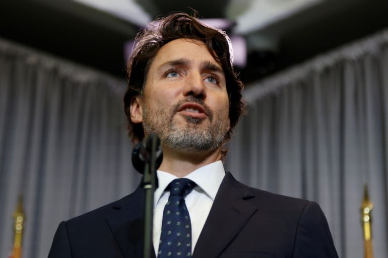 Canada''s Prime Minister Justin Trudeau speaks during a news conference at a cabinet retreat in Ottawa