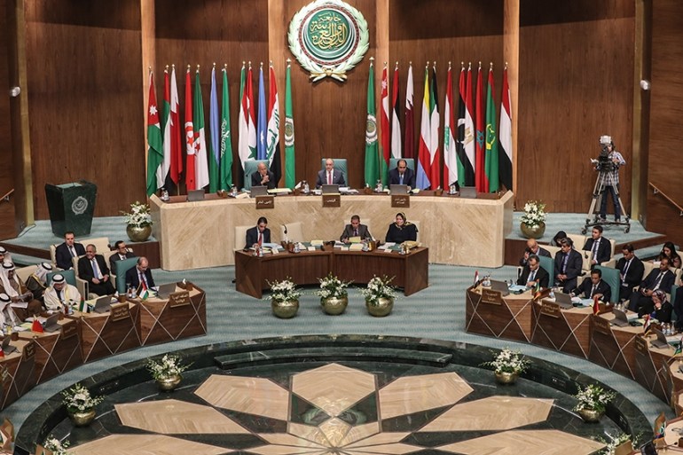 Arab Foreign Ministers take part in their 153rd annual session at the Arab League headquarters in the Egyptian capital Cairo, on March 4, 2020. (Photo by Mohamed el-Shahed / AFP)