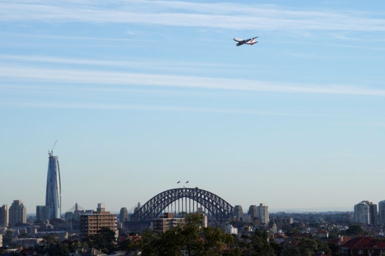 FILE PHOTO: A view shows a Qantas Boeing 747 jumbo jet that departed from Sydney Airport, in Sydney
