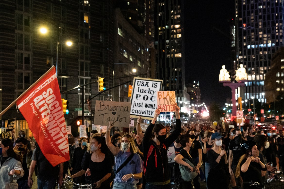 Protests of varying sizes also were held in several other cities on Wednesday, including New York, Washington, Atlanta and Chicago. [Jeenah Moon/Reuters]