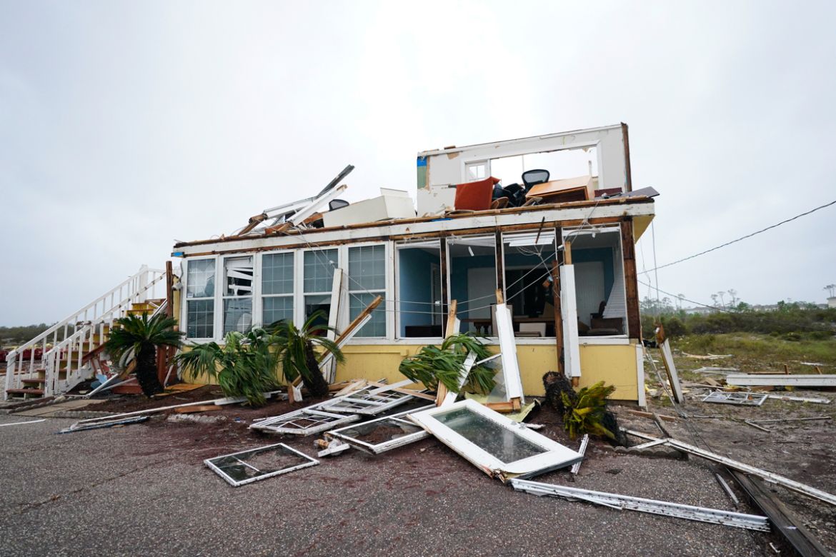 The business of Joe and Teresa Mirable is seen after Hurricane Sally moved through the area, Wednesday, Sept. 16, 2020, in Perdido Key, Fla. Hurricane Sally made landfall Wednesday near Gulf Shores, A