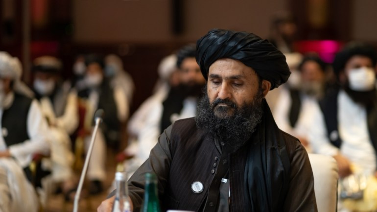 The leader of the Taliban delegation, Mullah Abdul Ghani Baradar, at the opening of Afghan peace negotiations in Doha, Qatar [Sorin Furcoi/Al Jazeera]