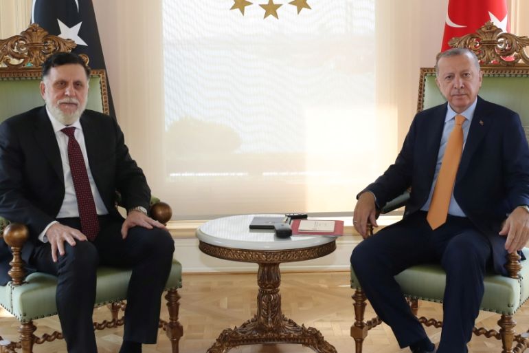Turkey''s President Tayyip Erdogan meets with Libya''s internationally recognised Prime Minister Fayez al-Sarraj in Istanbul