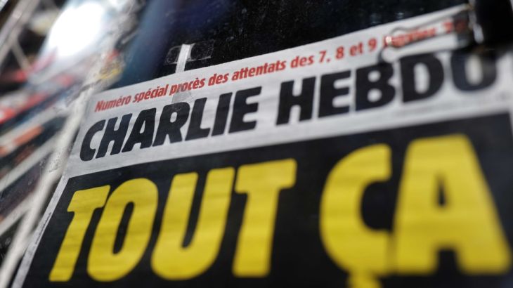 The front page of French satirical magazine Charlie Hebdo is seen