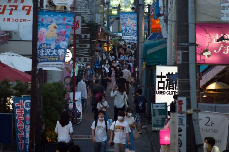 Busy shopping street in Japan.