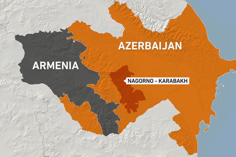Map of Armenia, Azerbaijan, Nagorno-Karabakh