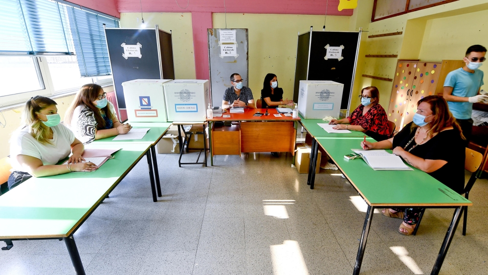 Voting in the seat of Italian Foreign Minister Luigi Di Maio in Pomigliano d'Arco, near Naples, Italy, 20 September 2020. Over 46 million Italians are called to vote for the constitutional referendum 