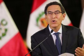 FILE PHOTO: Peru''s President Vizcarra addresses the nation at the government palace in Lima