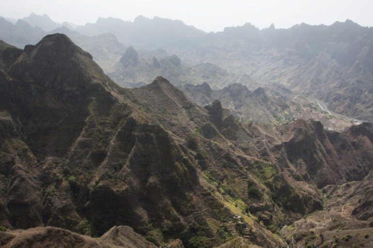 General view of mountains on the island of Santo Antao in Cape Verde