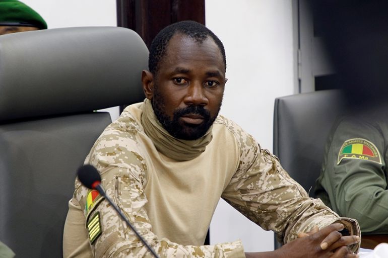 Colonel Assimi Goita, the junta leader of the National Committee for the Salvation of the People (CNSP) which overthrew Mali''s President Ibrahim Boubacar Keita attends the meeting with Economic Commun