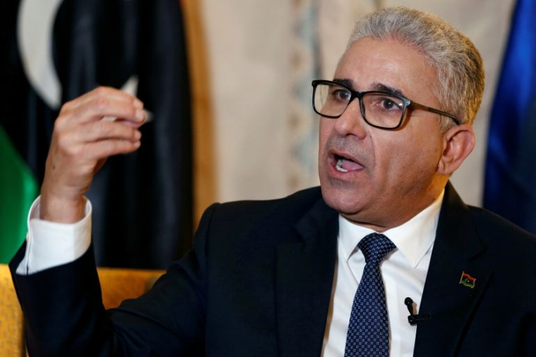 Libya''s interior minister Fathi Bashagha speaks during an interview with Reuters in Tunis