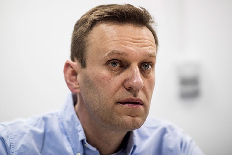 epa08652578 (FILE) - Alexei Navalny, Russian liberal opposition leader and a head of an anti-corruption foundation works in his office during president elections, Russia, 18 March 2018 (reissued 07 Se