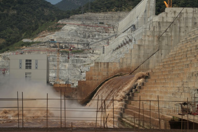 Water flows through Ethiopia's Grand Renaissance Dam as it undergoes construction on the river Nile [File: Reuters]