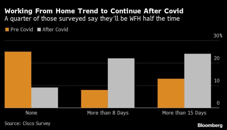 Work from home trend chart [Bloomberg]