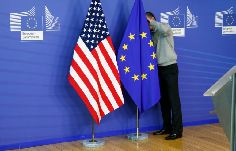 US, EU flags