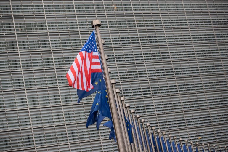 US, EU flags