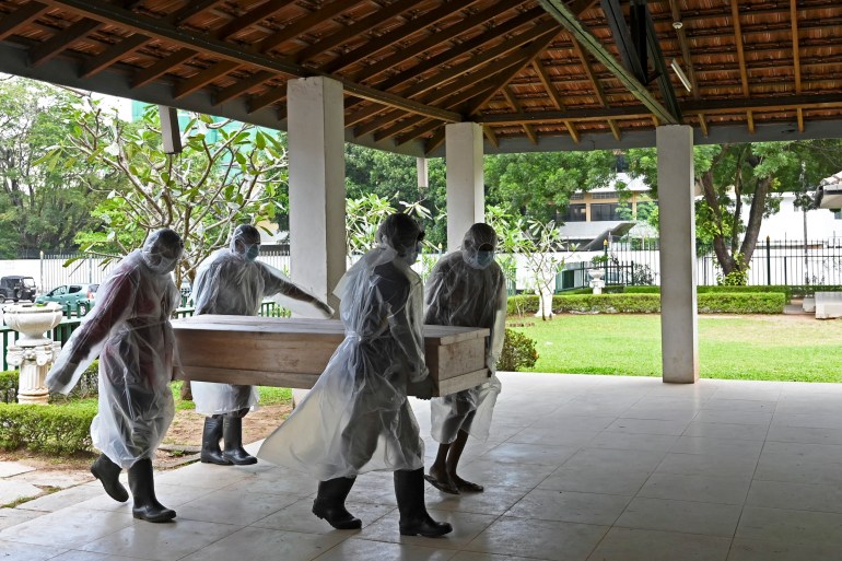 Sri Lanka's total coronavirus deaths exceeded 12,000 with more than half a million people infected so far [File: Lakruwan Wanniarachchi/AFP]